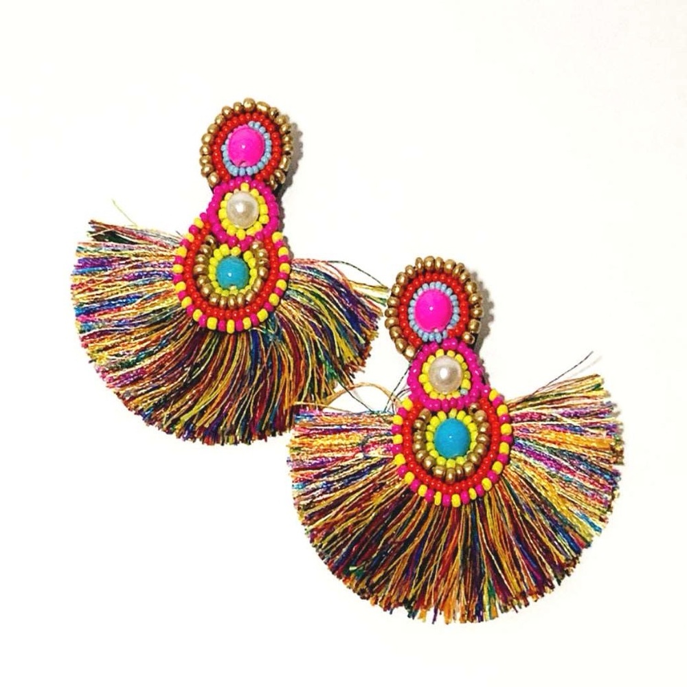 Beaded Tassel Earrings | Multi